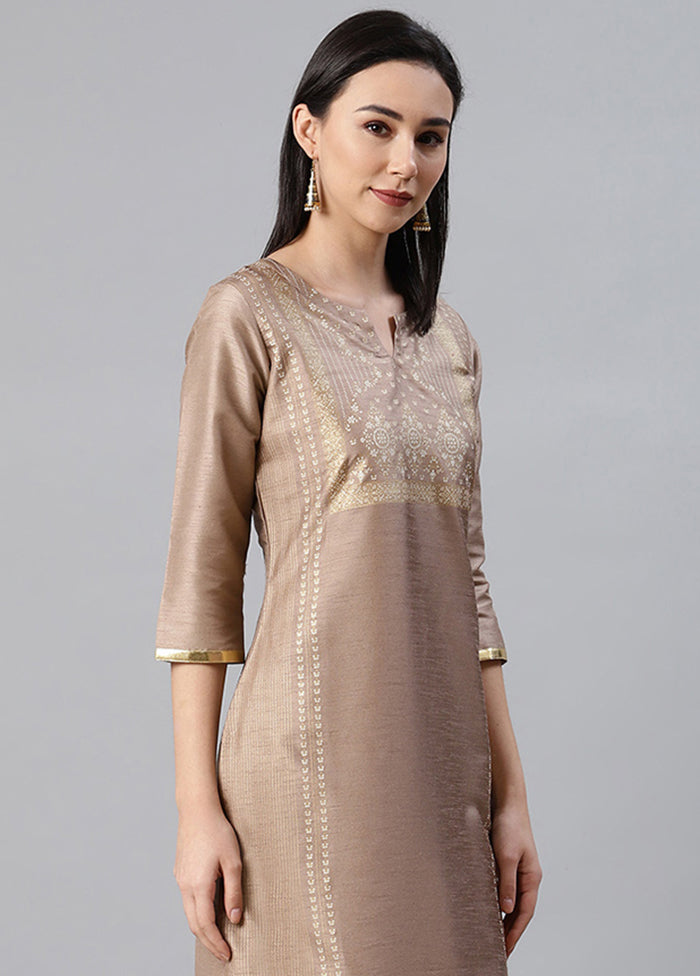 2 Pc Brown Readymade Silk Straight Kurti Set VDKSH29062082 - Indian Silk House Agencies