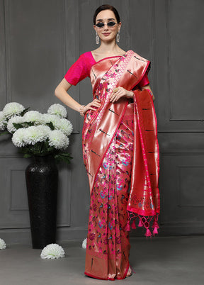 Pink Spun Silk Saree With Blouse Piece - Indian Silk House Agencies