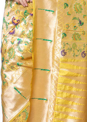 Yellow Spun Silk Saree With Blouse Piece - Indian Silk House Agencies