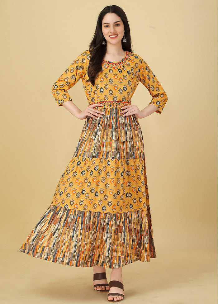 Yellow Readymade Rayon Kurti VDKSH11072042 - Indian Silk House Agencies