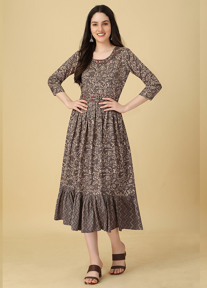 Grey Readymade Rayon Kurti VDKSH11072043 - Indian Silk House Agencies