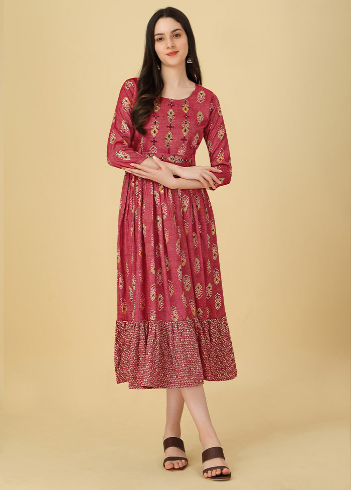 Pink Readymade Rayon Kurti VDKSH11072044 - Indian Silk House Agencies