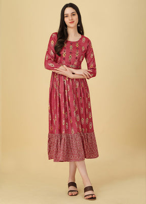 Pink Readymade Rayon Kurti VDKSH11072044 - Indian Silk House Agencies