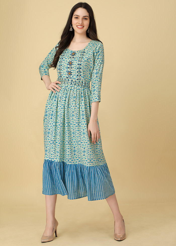 Blue Readymade Rayon Kurti VDKSH11072046 - Indian Silk House Agencies