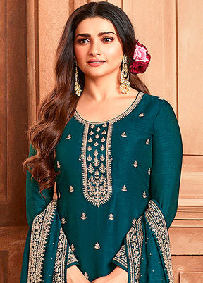 3 Pc Aqua Semi Stitched Georgette Suit Set VDKSH11072071 - Indian Silk House Agencies