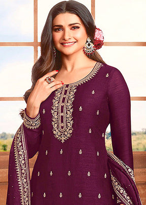 3 Pc Purple Semi Stitched Georgette Suit Set VDKSH11072074 - Indian Silk House Agencies