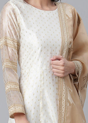 2 Pc Cream Chanderi Anarkali Kurti With Dupatta VDKSH31072070 - Indian Silk House Agencies