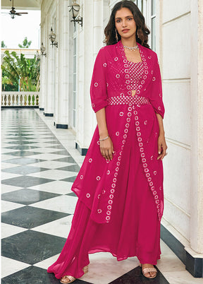 3 Pc Pink Georgette Semi Stitched Coord Set VDKSH31072139 - Indian Silk House Agencies