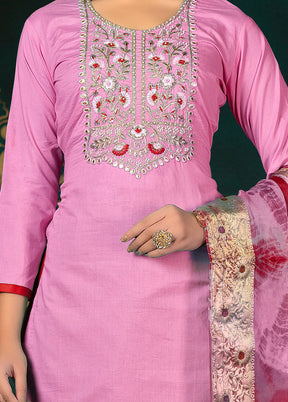 3 Pc Pink Unstitched Cotton Suit Set VDKSH31072114 - Indian Silk House Agencies