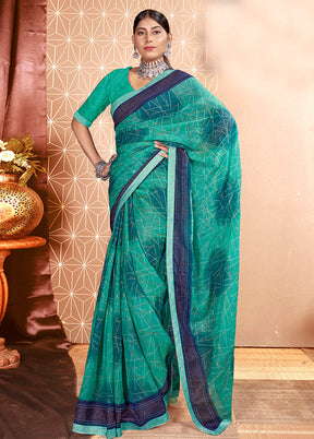 Rama Chiffon Silk Saree With Blouse Piece - Indian Silk House Agencies