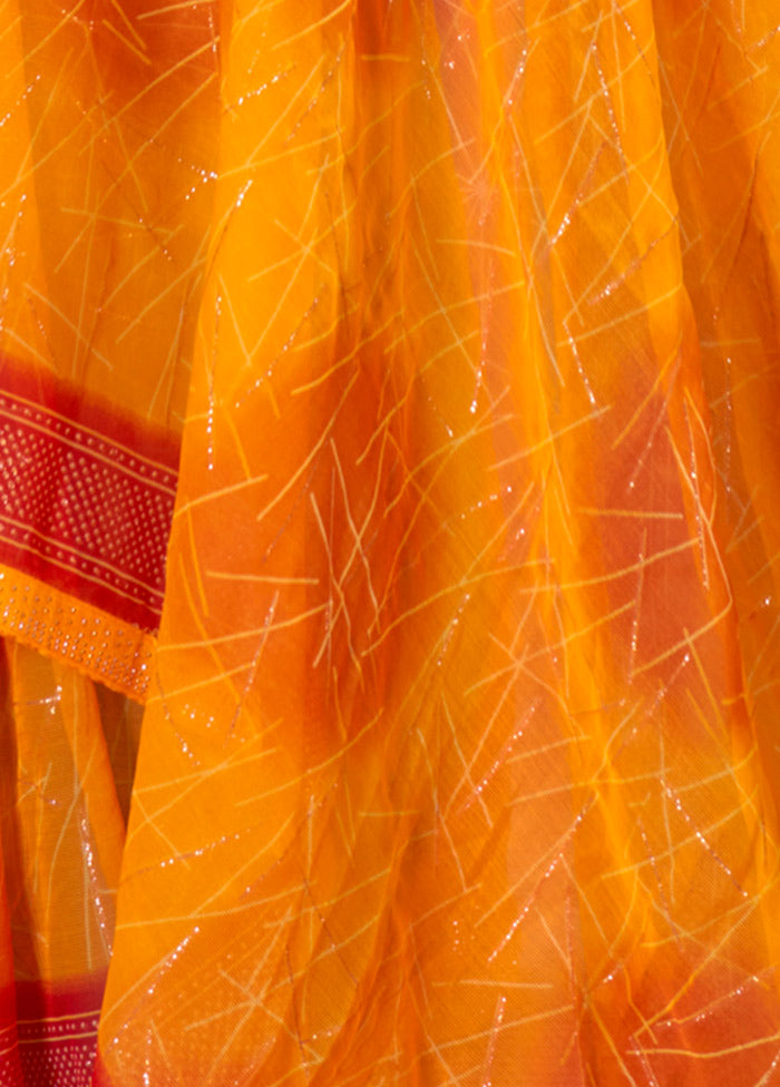 Yellow Chiffon Silk Saree With Blouse Piece - Indian Silk House Agencies