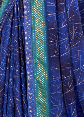 Blue Chiffon Silk Saree With Blouse Piece - Indian Silk House Agencies