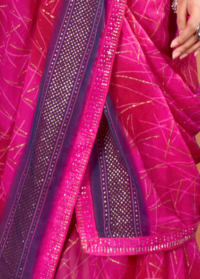 Pink Chiffon Silk Saree With Blouse Piece - Indian Silk House Agencies