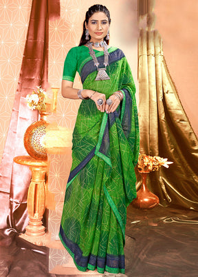 Green Chiffon Silk Saree With Blouse Piece - Indian Silk House Agencies