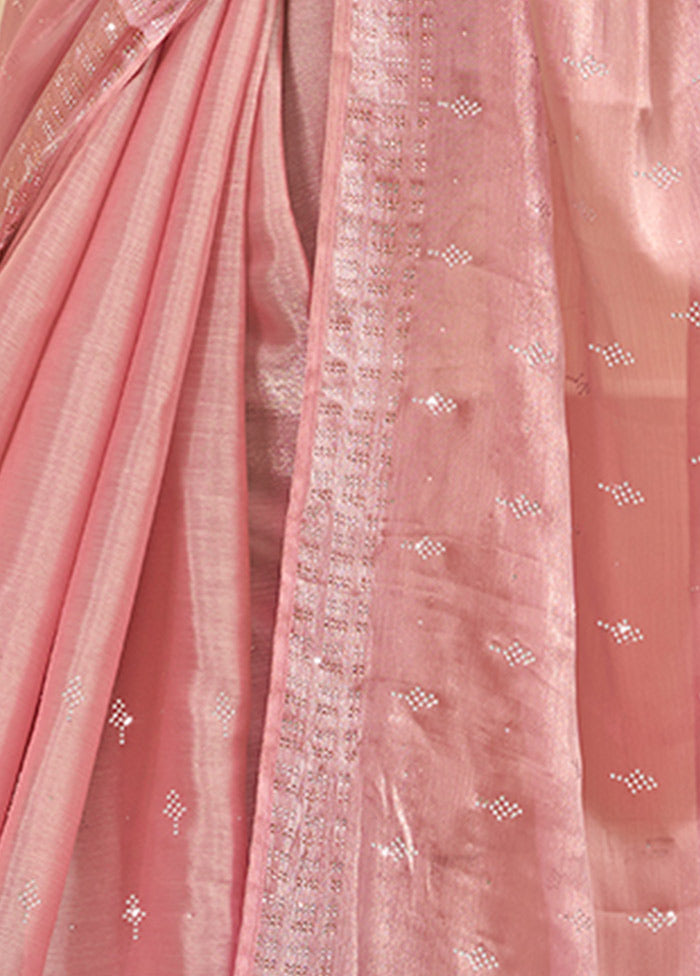 Pink Spun Silk Saree With Blouse Piece - Indian Silk House Agencies