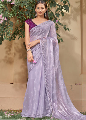 Purple Spun Silk Saree With Blouse Piece - Indian Silk House Agencies