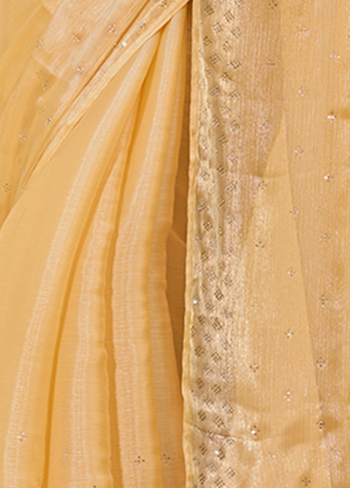 Yellow Spun Silk Saree With Blouse Piece - Indian Silk House Agencies