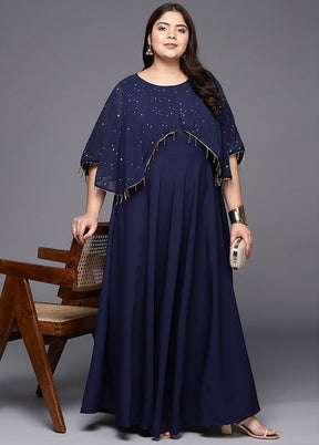 Navy Blue Polyester Indian Dress VDKSH01082064 - Indian Silk House Agencies