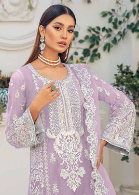 3 Pc Purple Semi Stitched Organza Suit Set VDKSH01082095 - Indian Silk House Agencies