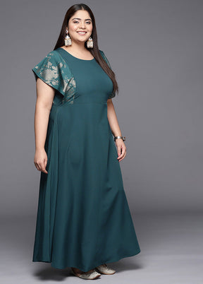 Teal Green Readymade Silk Indian Dress VDKSH14082095 - Indian Silk House Agencies