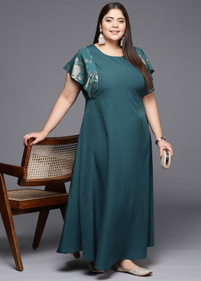 Teal Green Readymade Silk Indian Dress VDKSH14082095 - Indian Silk House Agencies