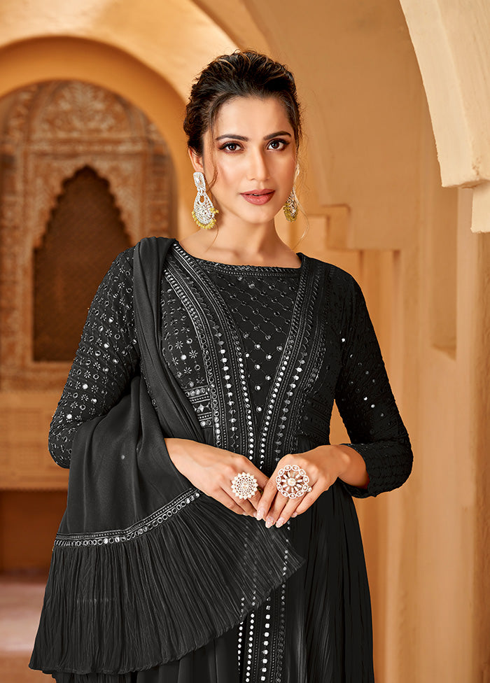 3 Pc Black Readymade Georgette Suit Set VDKSH14082133 - Indian Silk House Agencies