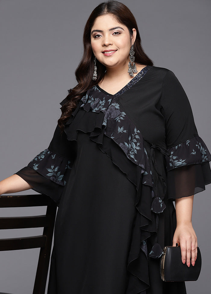 Black Readymade Silk Kaftan VDKSH14082087 - Indian Silk House Agencies