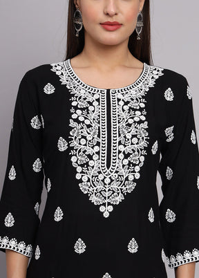 Black Readymade Rayon Long Kurti VDKSH14082105 - Indian Silk House Agencies