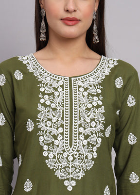 Green Readymade Rayon Long Kurti VDKSH14082107 - Indian Silk House Agencies