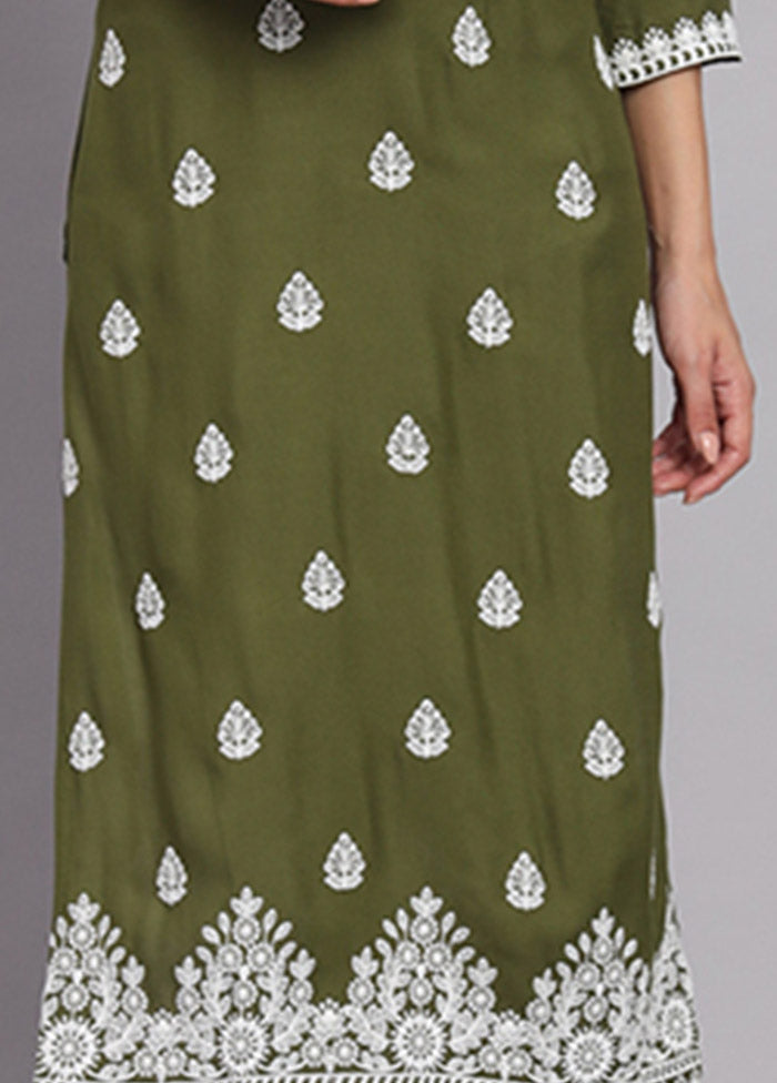 Green Readymade Rayon Long Kurti VDKSH14082107 - Indian Silk House Agencies