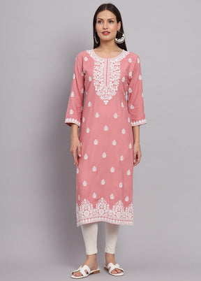 Pink Readymade Rayon Long Kurti VDKSH14082108 - Indian Silk House Agencies