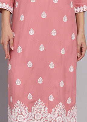 Pink Readymade Rayon Long Kurti VDKSH14082108 - Indian Silk House Agencies