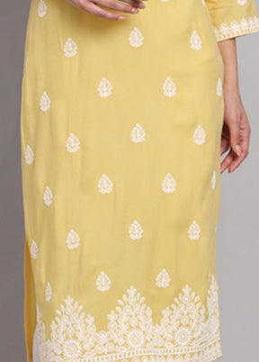 Yellow Readymade Rayon Long Kurti VDKSH14082110 - Indian Silk House Agencies