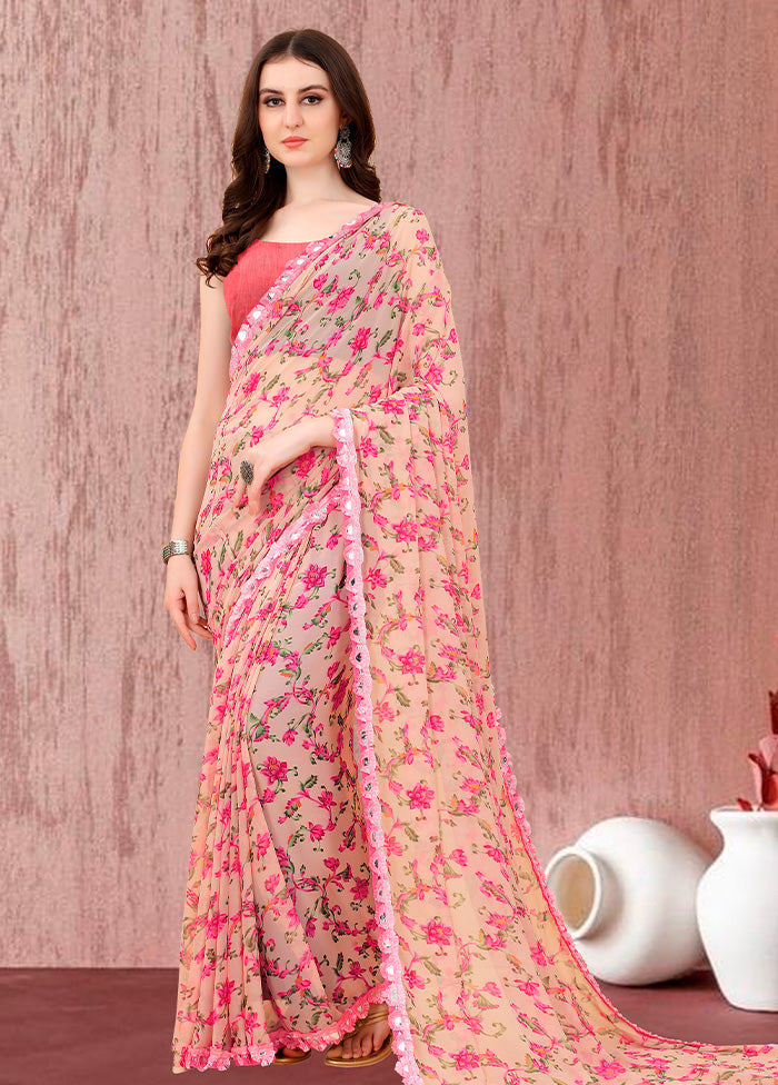 Pink Spun Silk Saree With Blouse Piece - Indian Silk House Agencies