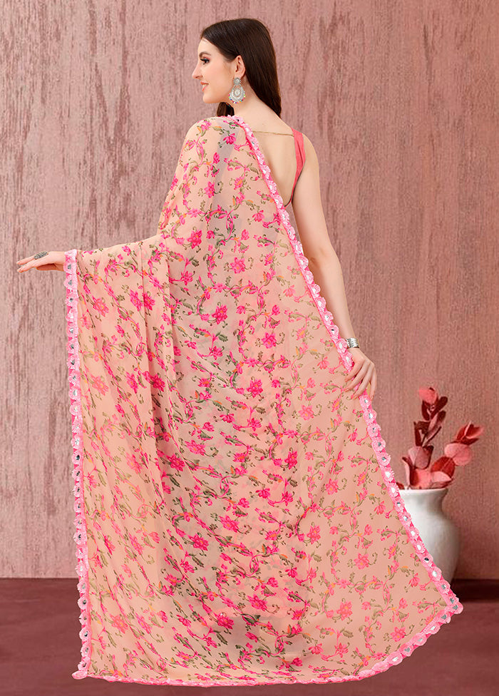 Pink Spun Silk Saree With Blouse Piece - Indian Silk House Agencies