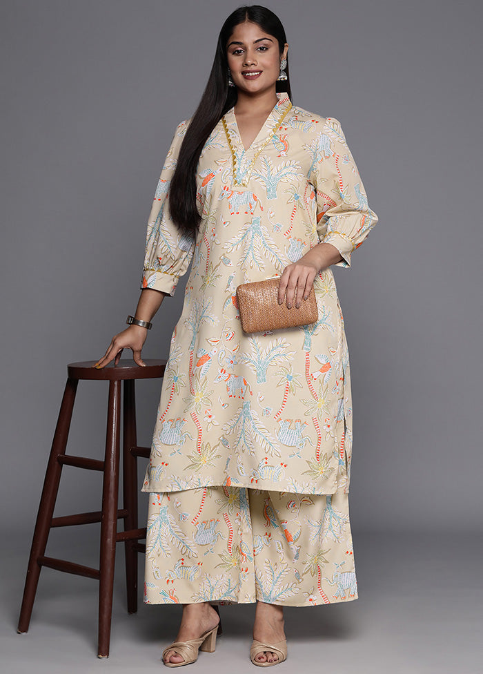 2 Pc Beige Readymade Silk Kurti Set VDKSH14082177 - Indian Silk House Agencies