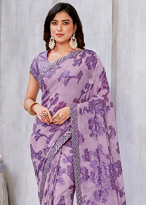 Purple Spun Silk Saree With Blouse Piece - Indian Silk House Agencies