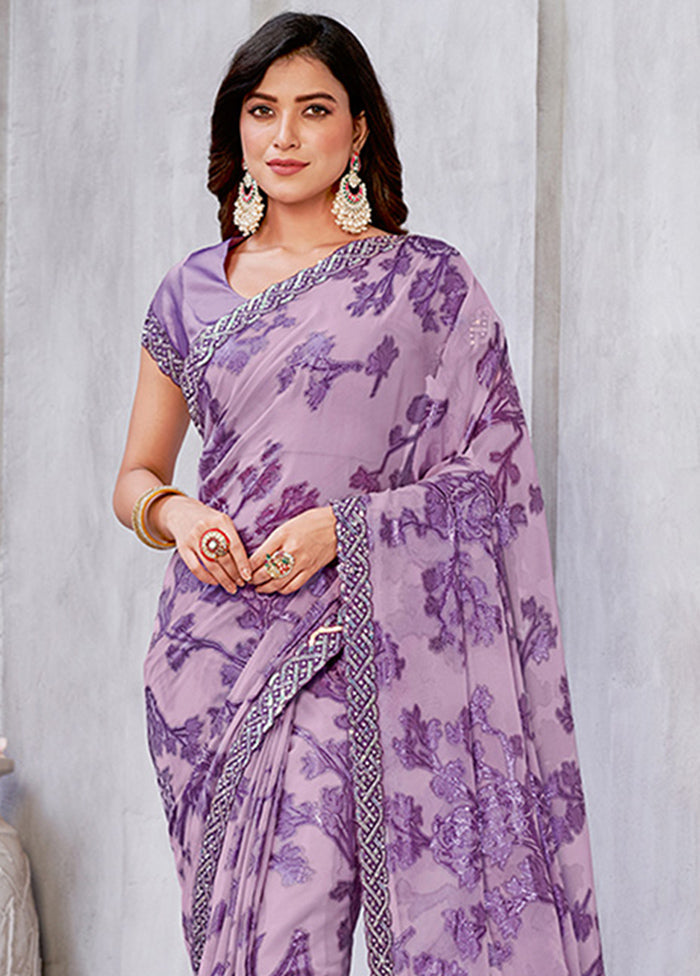 Purple Spun Silk Saree With Blouse Piece - Indian Silk House Agencies