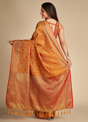 Mustard Spun Silk Saree With Blouse Piece - Indian Silk House Agencies