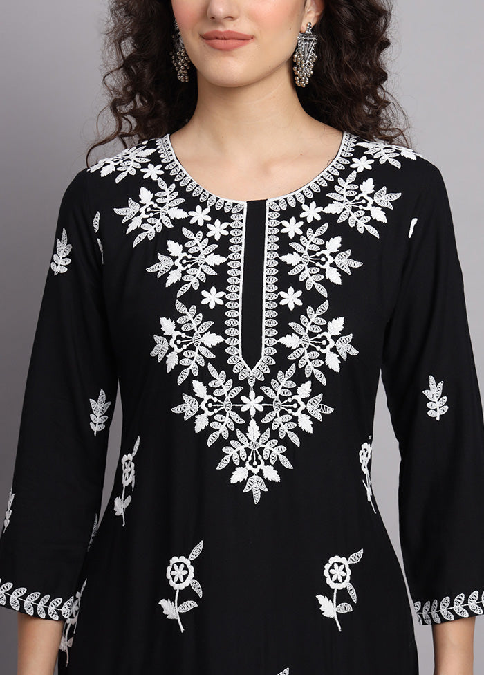 Black Readymade Rayon Long Kurti VDKSH14082111 - Indian Silk House Agencies