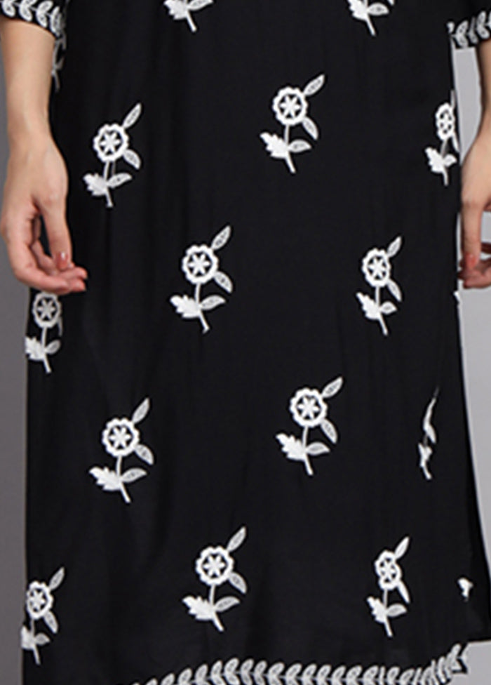 Black Readymade Rayon Long Kurti VDKSH14082111 - Indian Silk House Agencies