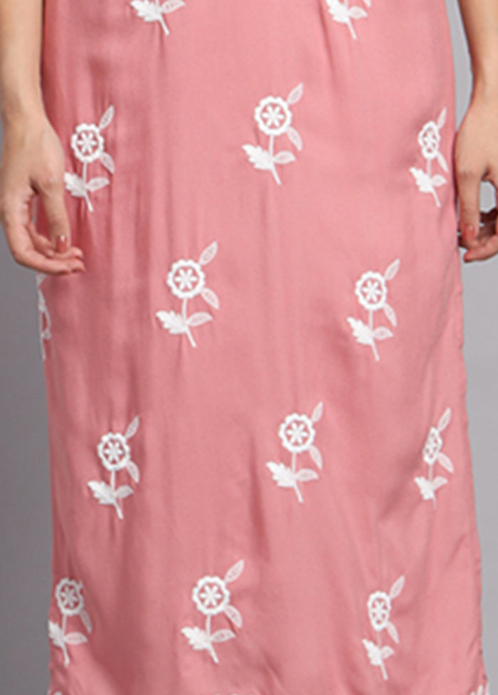 Pink Readymade Rayon Long Kurti VDKSH14082112 - Indian Silk House Agencies