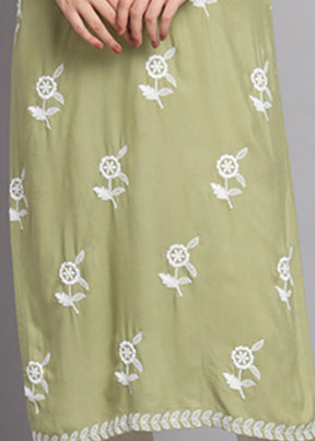 Green Readymade Rayon Long Kurti VDKSH14082113 - Indian Silk House Agencies