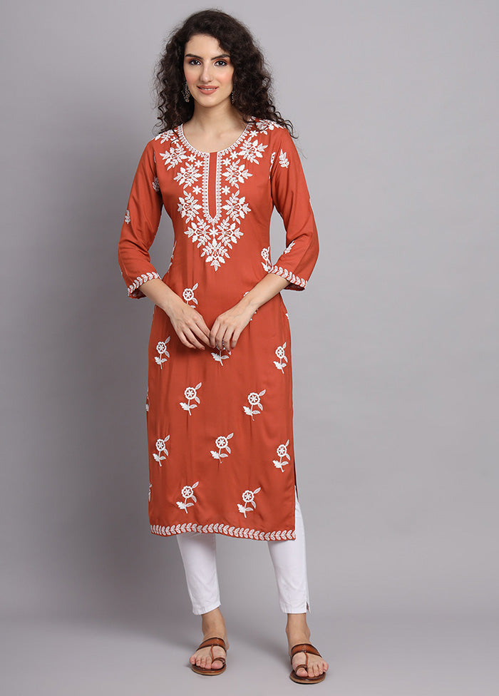 Red Readymade Rayon Long Kurti VDKSH14082114 - Indian Silk House Agencies