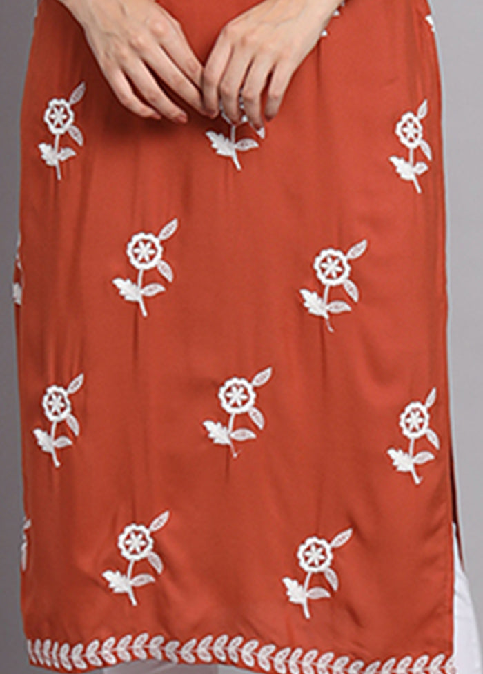 Red Readymade Rayon Long Kurti VDKSH14082114 - Indian Silk House Agencies