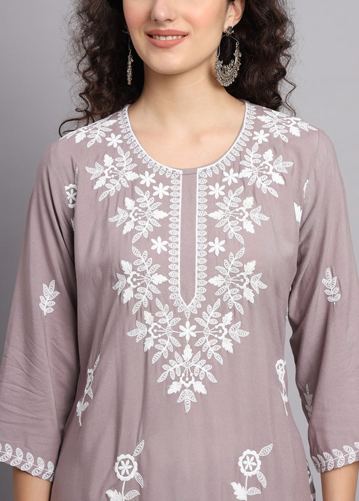 Grey Readymade Rayon Long Kurti VDKSH14082115 - Indian Silk House Agencies