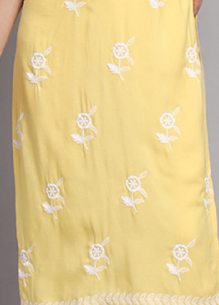 Yellow Readymade Rayon Long Kurti VDKSH14082116 - Indian Silk House Agencies