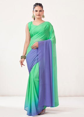 Sea Green Georgette Saree With Blouse Piece - Indian Silk House Agencies