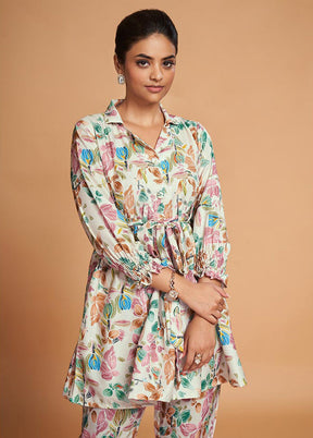 2 Pc Cream Readymade Rayon Kurti Set - Indian Silk House Agencies