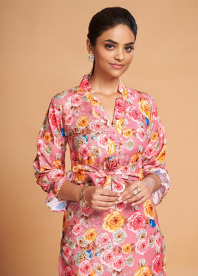 2 Pc Pink Readymade Rayon Kurti Set - Indian Silk House Agencies